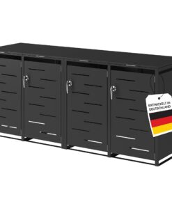 STEELSØN Diorus Wetterfest Mülltonnenbox 4er bis 240L abschließbar – Hochwertige Mülltonnenverkleidung für 4 Tonnen – Mü
