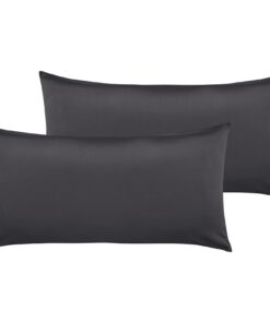 Mako Satin Kopfkissenbezüge 100% Baumwolle dunkelgrau weich Traumhaft 40x80 cm