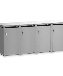 Metzler Mülltonnenbox 4er 240L Graualuminium, rostfrei mit Automatikdeckel & pulverbeschichteter Stahl, perfekt für Haus
