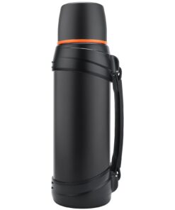 Thermoskanne |5L Edelstahl Camping Isolierflasche mit 2 Trinkbechern 24h Heiß & Kalt Schwarz