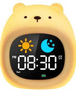 HOTUT Kinder Lichtwecker - Digitaler Schlaftrainer mit Nachtlichtern für Mädchen und Jungen (Bärenjunges)