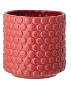 Retro Nordring Übertopf für Zimmerpflanzen, Keramik, rot, Dotty M (12,5 cm ø)