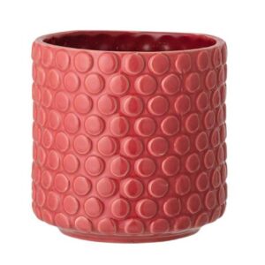 Retro Nordring Übertopf für Zimmerpflanzen, Keramik, rot, Dotty M (12,5 cm ø)