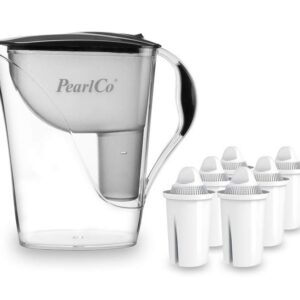 Fashion-Wasserfilter PearlCo (Anthrazit) für Chlor, Kalk & Metalle reduziert - Ideal für Familie - Zuhause & Büro - 6 Cl