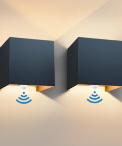2 Stück LED Wandleuchte mit Bewegungsmelder Energielabel | 12W Außenwandleuchte mit Bewegungsmelder Anthrazit | Innen/A