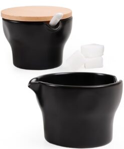 Milch und Zucker Set aus Keramik - Schwarz - Stapelbar für Küche & Kaffee - Global Recycled Standard
