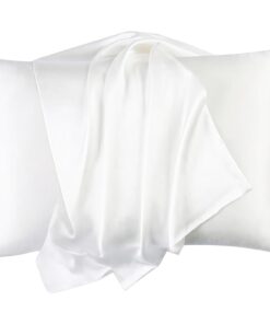2er Set Maulbeerseide Kissenbezug, ideal für Haar- und Hautpflege, 100% natürliche Seide, 40x80cm Standardgröße - Weiß