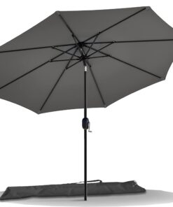 VOUNOT Sonnenschirm UV-Schutz für Balkone und Gärten, 270 cm Kurbelvorrichtung, Knickbar, Grau | VOUNOT Balkonschirm 27