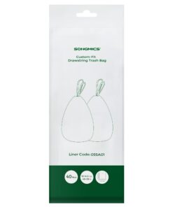 SONGMICS kleine Müllbeutel UKRB055A01 für Housekeeping - Weiss, 30,5-37,7 Litern, Kordelzug, 40 Stück in einer Rolle