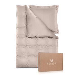 Magano® Luxus Bettwäsche 135x200 Taupe | Bambus & Baumwolle Satin | Hypoallergen & Klimaregulierend | Beige OEKO-TEX STA