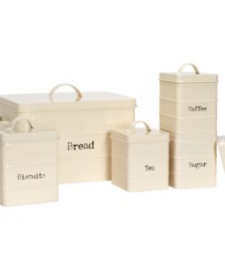 Harbour Housewares Küchenkanister-Set - 5-teilig - Vintage Luftdicht Creme Metall