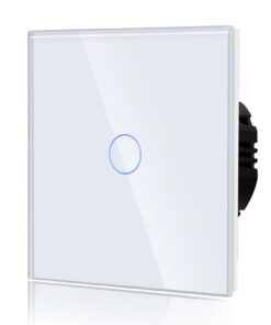BSEED Touch Lichtschalter aus Glas für Moderne Zimmer, Weiß, 86mm, 1 Fach 1 Weg,आ schoene Hinterlicht-Effekt