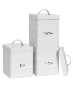 Harbour Housewares Vintage Metall Tee Kaffee Zucker Kanister - Weiß Küche Storage