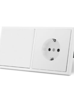 Standard Lichtschalter M2-Serie mit Schuko Steckdose 1 Fach 1 Weg, 80mm x 150mm, Weiß | Kunststoffe Wandschalter M2-Ser
