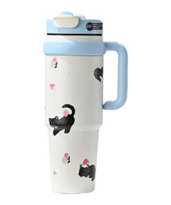 Berriphonia isolierter Grande Becher mit Griff und Tuchschluss für Mama Oma, 1000 ml Tumblers Cuphianter Coffee