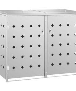Hommdiy 2-Tonnen Mülltonnenbox Edelstahl 240 L für Garten & Gerätestorage