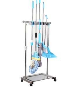 QTJH Wischmopp-Ständer - Edelstahlmobiler Reinigungswagen für professionelle Sauberkeitskräfte