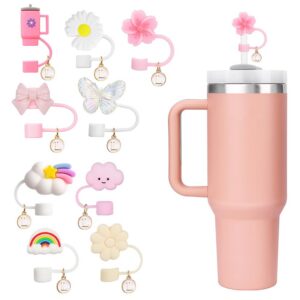 FIDWALL 9er Set für Thermobecher, personalisiertes Zubehör mit Buchstaben-Charm, staubdicht und wiederverwendbar für 40/