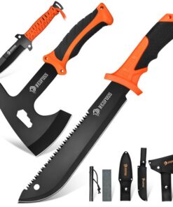 Nedfoss 38.5cm Survival Machete Axt Messer Set Outdoor - scharf echt, 25.3cm Full Tang Messer mit Paracord für Camping,
