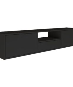 Selsey TV Lowboard – Modernes Schwarz für Wohnzimmer mit Klappen | Selsey Fernseher Kommode – Push to Open Design & Wan