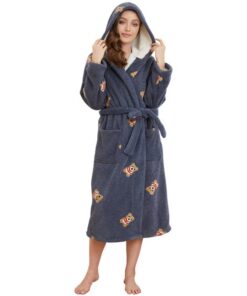 Lycy Dame Bademantel flauschig mit Kapuze, weicher und warmer Morgenmantel für Damen | Flauschiger Lycy Damen Bademante
