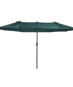 Outsunny UV-Schutz-Doppelsonnenschirm, Balkonschirm für Strand und Garten, windfest mit Handkurbel-Sonnenblende