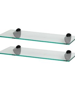 Harbour Housewares Schwebende Glasregale 50cm Klar/Schwarz Wandmontage Handtuch Lagerung