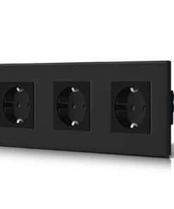 BSEED Schuko-Steckdose Glas 16 Ampere Ultradünne Hartglasscheibe Schwarz EU-Standardstecker Separate