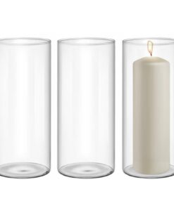 3 Stücke Glaszylinder Für Kerzen, perfekt für Wohnzimmer und Hochzeit, elegant und säuberlich (M) 3 Stücke Glaszylinde