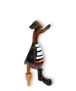 Kinaree Deko Ente Pirat aus Holz – Maritime Holzfigur mit Handbemalung – Geschenkidee für Abenteurer – Klein
