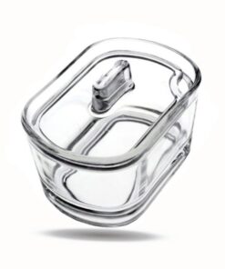 Kerafactum Glass Zuckerdose hochwertig für Würfelzucker Löffelaussparung Konfektschalen ovales Transparent Konfektglasdo