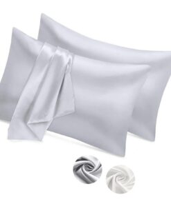 Satin Kissenbezug Seidig für Haar und Hautpflege 40x80cm Grau 2er Set