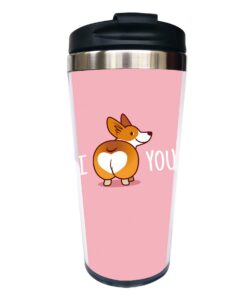 CUAJH Cute Corgi Dog I Love You Travel Coffee Mug für Frauen und Männer, isolierter Tumbler mit Versorgungsdeckel für Eh