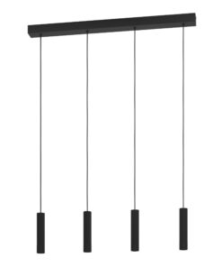 EGLO Almudaina Hängelampe für Esszimmer, 4-flammig, warmweiß,Metall Schwarz, 84 cm