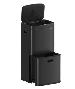 SONGMICS Tintenschwarz Müleimer Küche 3-Fächrig Platzspendend LTB551B02