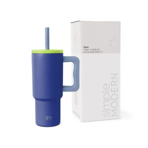 Simple Modern Thermobecher Trek 710ml | Isolierter Edelstahl-Trinkbecher mit Silikonstrohhalm und Griff | Eiskaffee-Reis