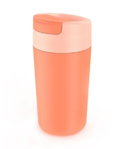 Joseph Joseph Sipp Reisebecher Hygienischer Mehrwegbecher für Kaffee- & Teetasse mit Deckel - 454 ml (16 fl. oz) - Koral