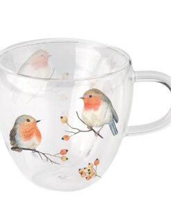 Ambiente Robin Family Rotkehlchen Teetasse 200ml doppelwandig Borosilikatglas Heißgetränke Meinungsbasierte Vorteile Fam