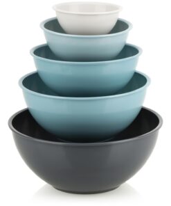 com-four® 5-teiliges Rührschüssel-Set - robuste Kunststoff-Rührschüsseln für die ganzen Familie - einfaches Reinigen, BP