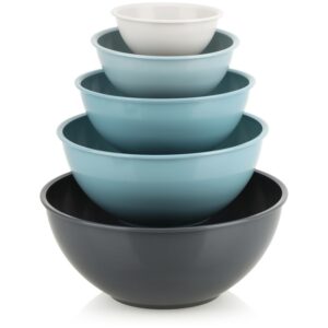 com-four® 5-teiliges Rührschüssel-Set - robuste Kunststoff-Rührschüsseln für die ganzen Familie - einfaches Reinigen, BP