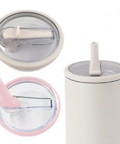 WeddHuis 2 PCS Weiße+rosa Reusable Leak-Proof und Staubabwegende Tumbler-Überdeckungen, Ergänzungslid für 40oz Becher mi