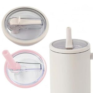 WeddHuis 2 PCS Weiße+rosa Reusable Leak-Proof und Staubabwegende Tumbler-Überdeckungen, Ergänzungslid für 40oz Becher mi