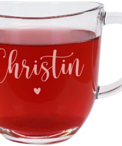 Herz & Heim® gravierbares Teeglas mit Wunschname - Geschenkidee für Liebende - Herzgravur