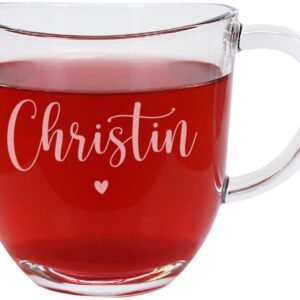 Herz & Heim® gravierbares Teeglas mit Wunschname - Geschenkidee für Liebende - Herzgravur