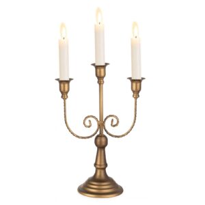 Sziqiqi 3-Armiger Vintage Kerzenständer für Wohnzimmer und Tischdeko, Bronze, 29.5cm