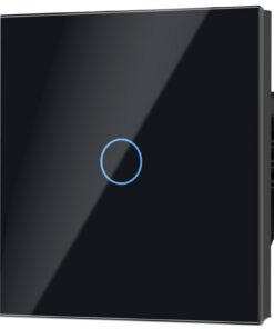 Normaler Lichtschalter - Standard 110 V - 240 V Glasscheibe, 86 * 86 mm, 1 Fach 1 Wege Berührungs Lichtschalter, Schwarz