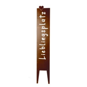 UNUS Lieblingsplatz Gartenstecker Rost 115x19,5 cm wetterfest Deko outdoor