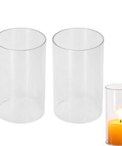 Cabilock 2er Set Windlicht Glas Zylinder Kerzenhalter Laterne - Ideal für Grablichter und Advent Deko - Drinnen & Drauße