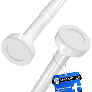 MEISENBERG Bohrenlos Gardinenstange 110-200cm - Weiß - Ausziehbar - Vorhang Klemmstange - Trendigster Design Artikel
