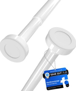 MEISENBERG Weißer Teleskopstange Gardinenstange - Für Vorhänge und Duschräume - 70-120cm